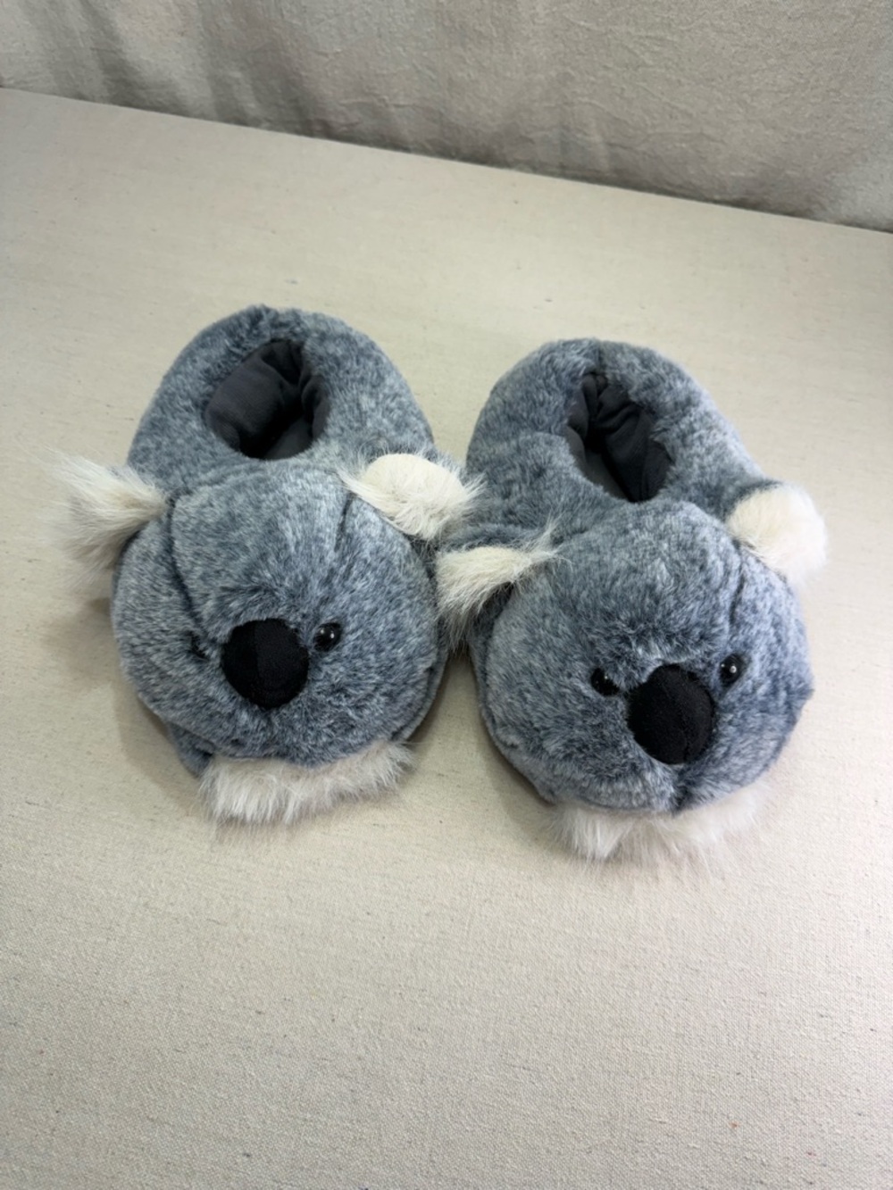 Cozy Gray Koala Plush Slippers - Medium (US 7-8)